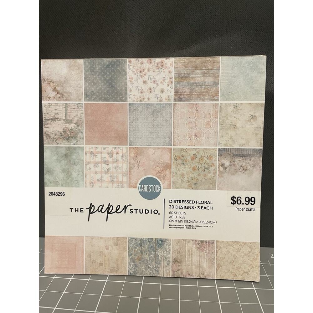 Paper Studios Scrapbook Pack 6” x 6” Distressed Florals 60 Sheets Acid Free